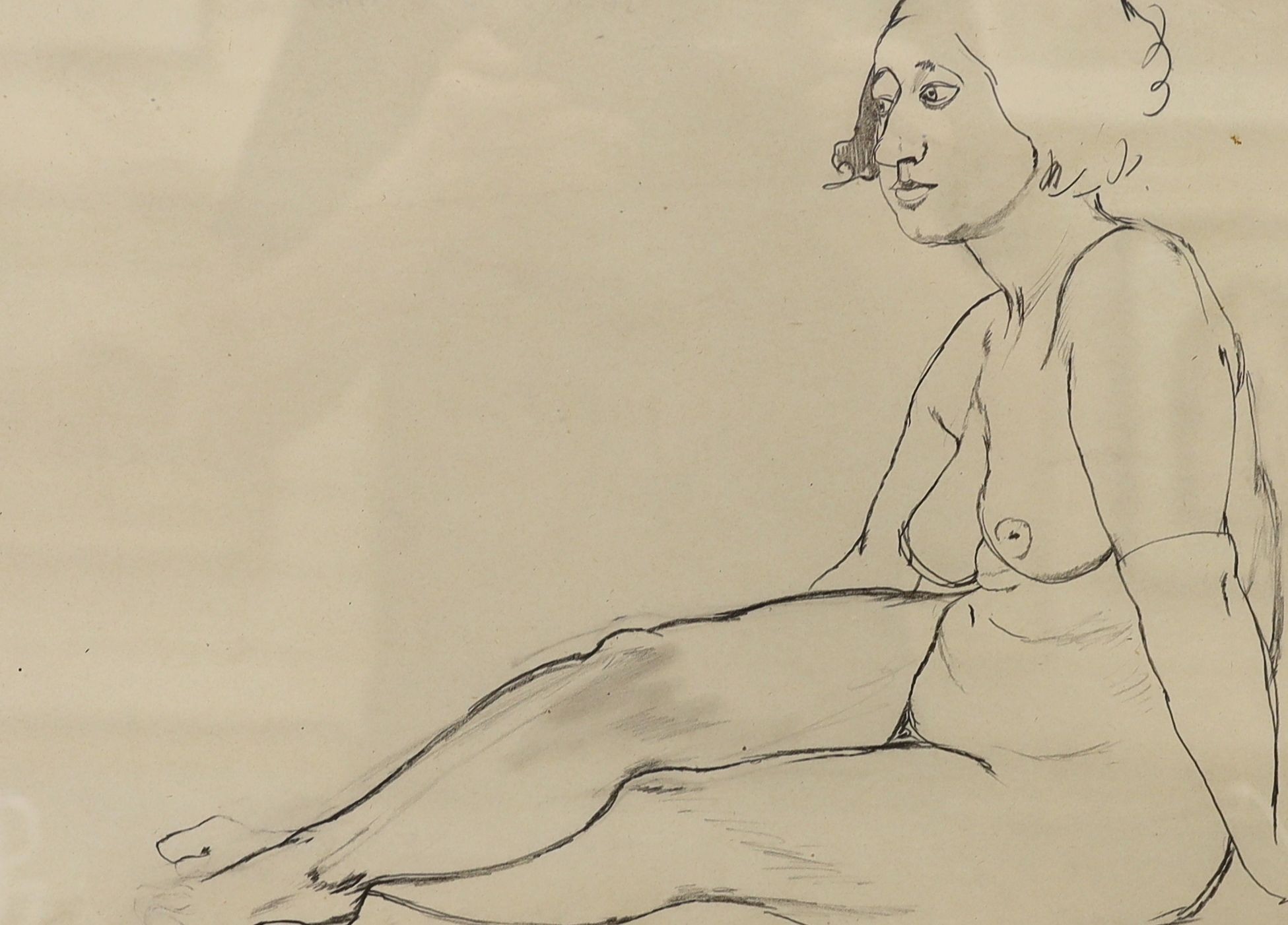 Dorothy Hepworth (1898-1978), pencil drawing, Nude posing, Louise Kosman label verso, 26 x 35cm